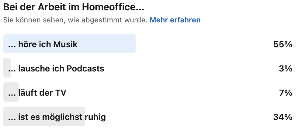 Arbeit im Homeoffice: Die meisten hören Musik oder arbeiten in möglichst ruhiger Umgebung